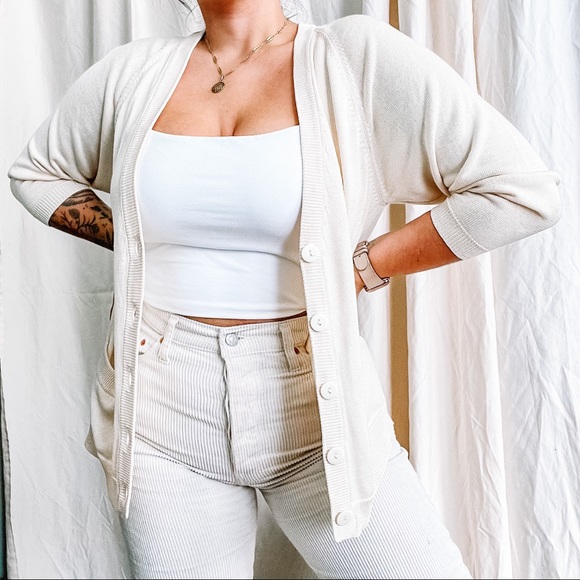 Saks Fifth Avenue Sweaters - Vintage Saks 5th Ave | Cream Pure Silk Cardigan